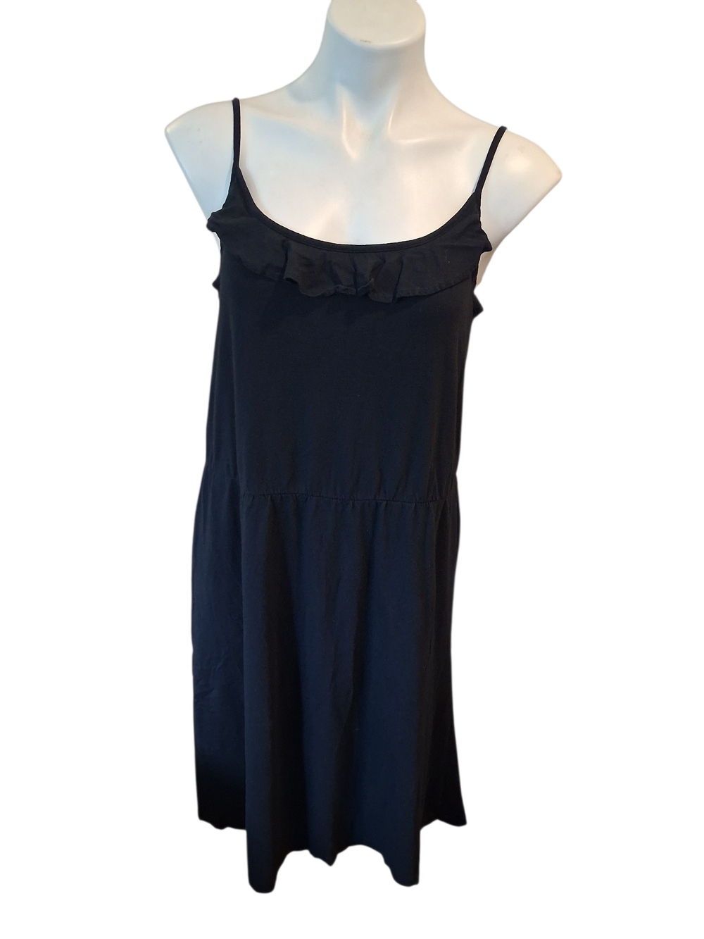 Black Ruffle-Trim Spaghetti Strap Dress